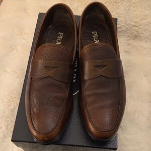 Prada Men's Rich Brown Leather Loafers